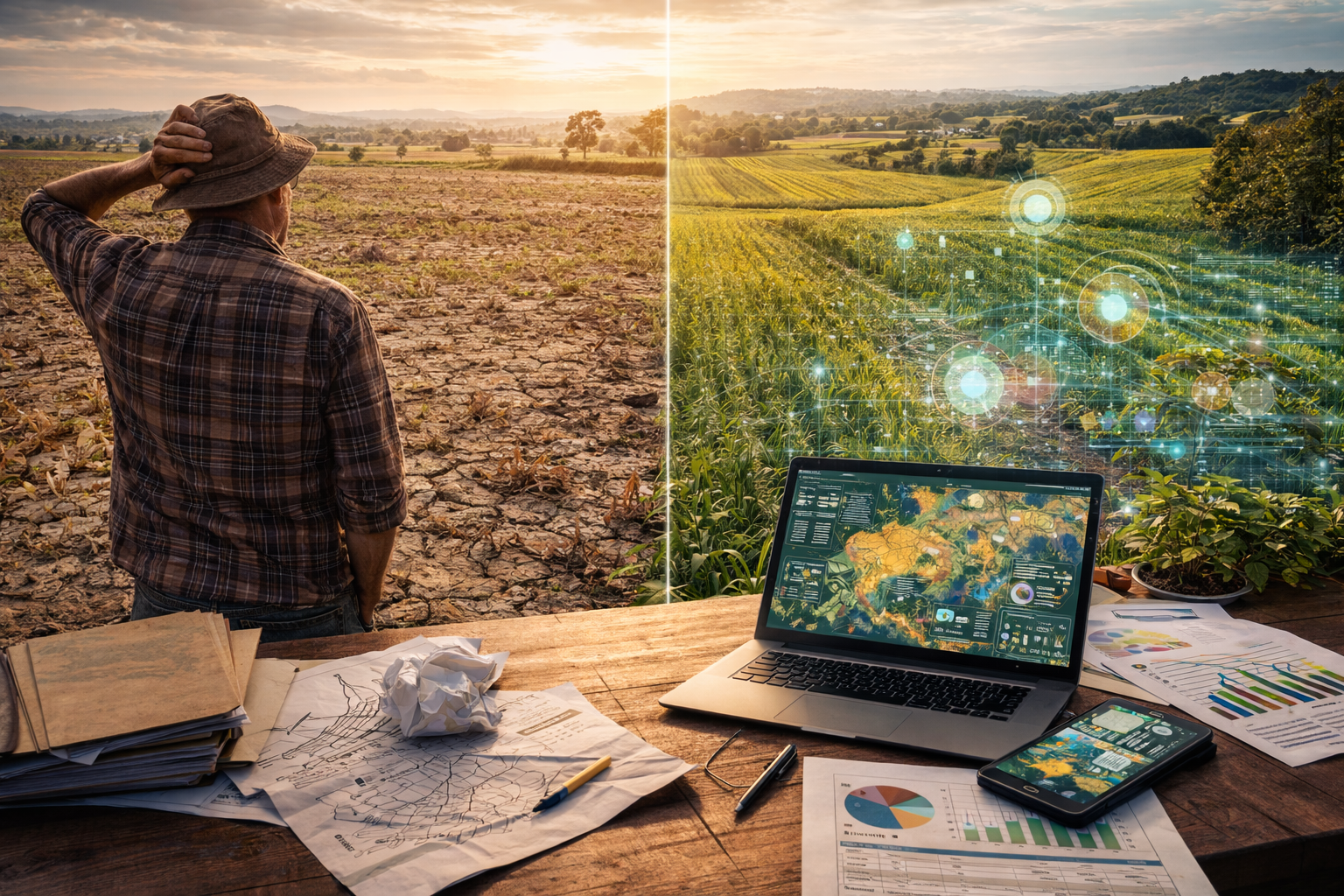 Painel comercial com dados geoespaciais orientando vendas no agronegócio